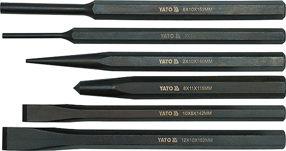 Sada sekáčů, důlčiků a vyrážečů 6 ks Yato YT-4712
