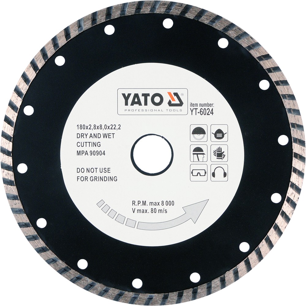 Kotouč diamantový 180 x 22,2 x 2,8 mm turbo Yato YT-6024
