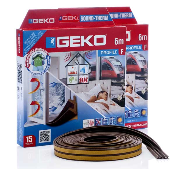 GEKO - Těsnění do oken hnědé samolepící molitan F-profil 2x3m GEKO G3300/4