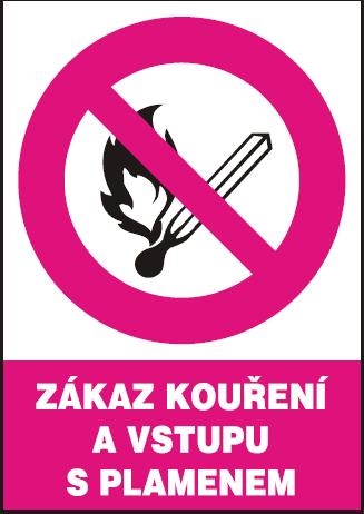 Zákaz kouření a vstupu s plamenem - samolepka A5 MAGG 120227