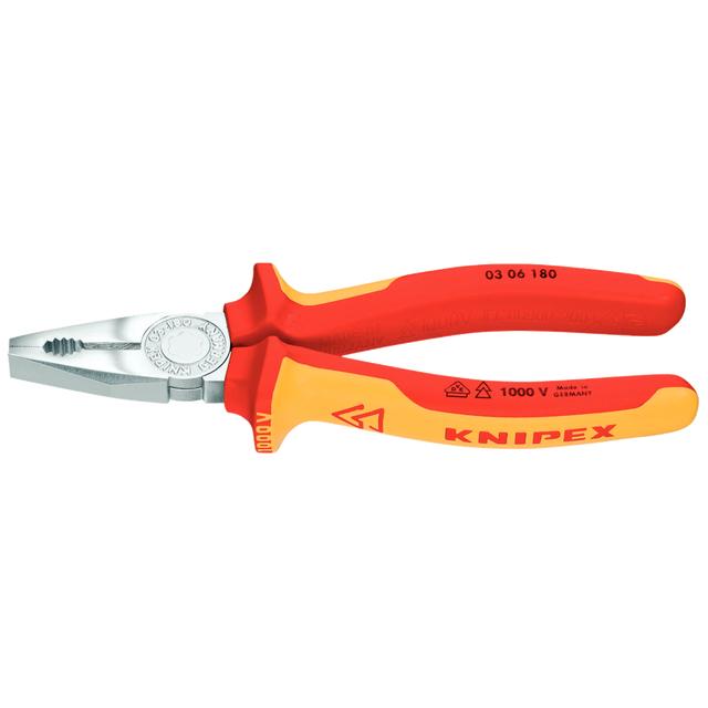 Kombinované PROFI kleště 180 mm, potah PVC do 1000 V pochromované KNIPEX 0306180