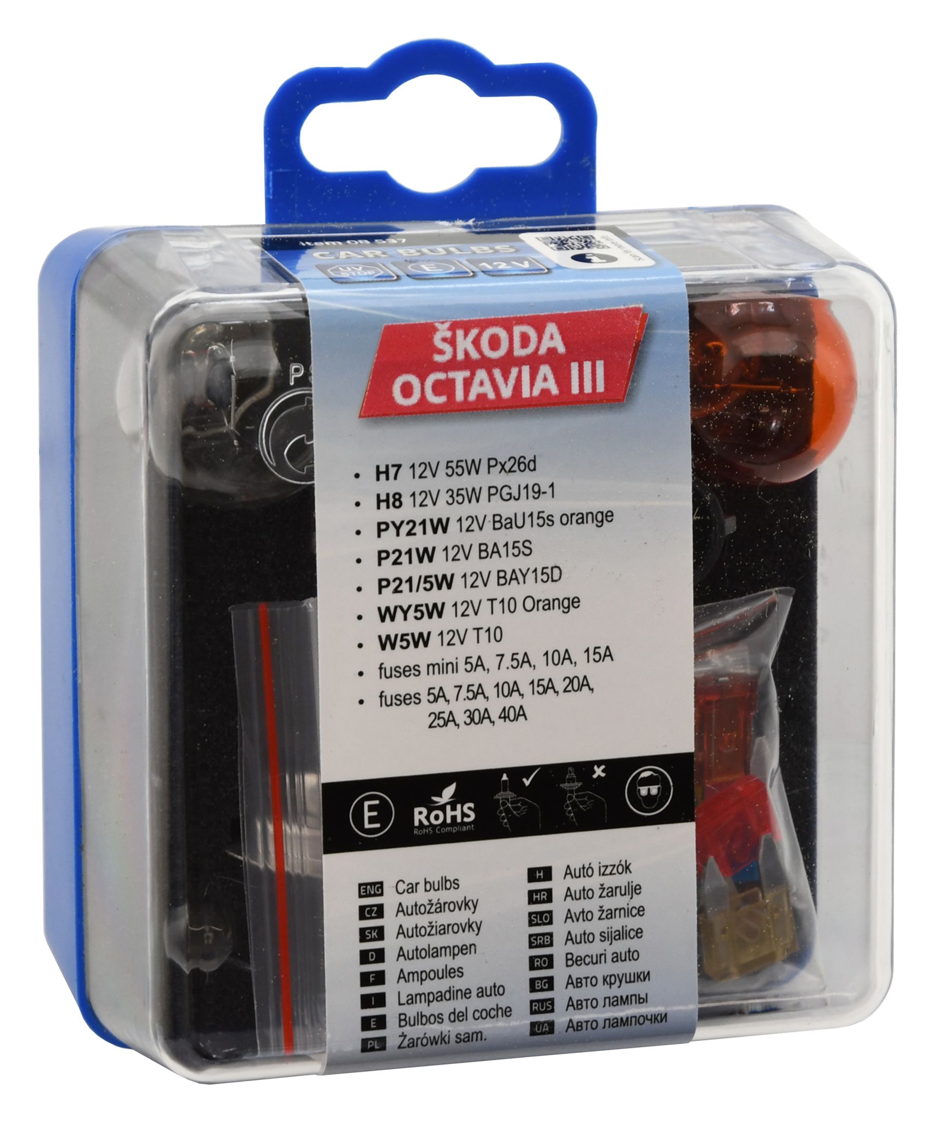 Žárovky servisní box ŠKODA OCTAVIA III H7+H8 Compass 08537