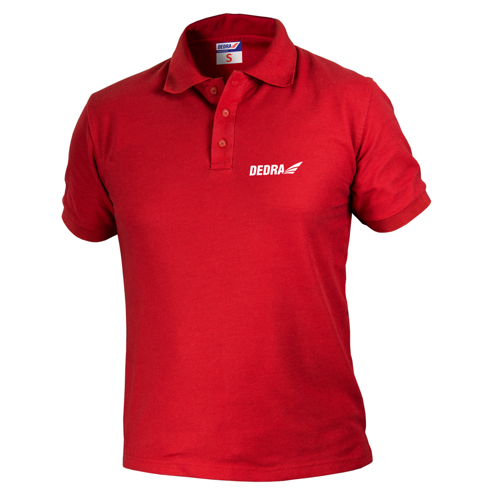 Polo tričko pánské M, červené, 35 % bavlna + 65 % polyester DEDRA BH5PC-M