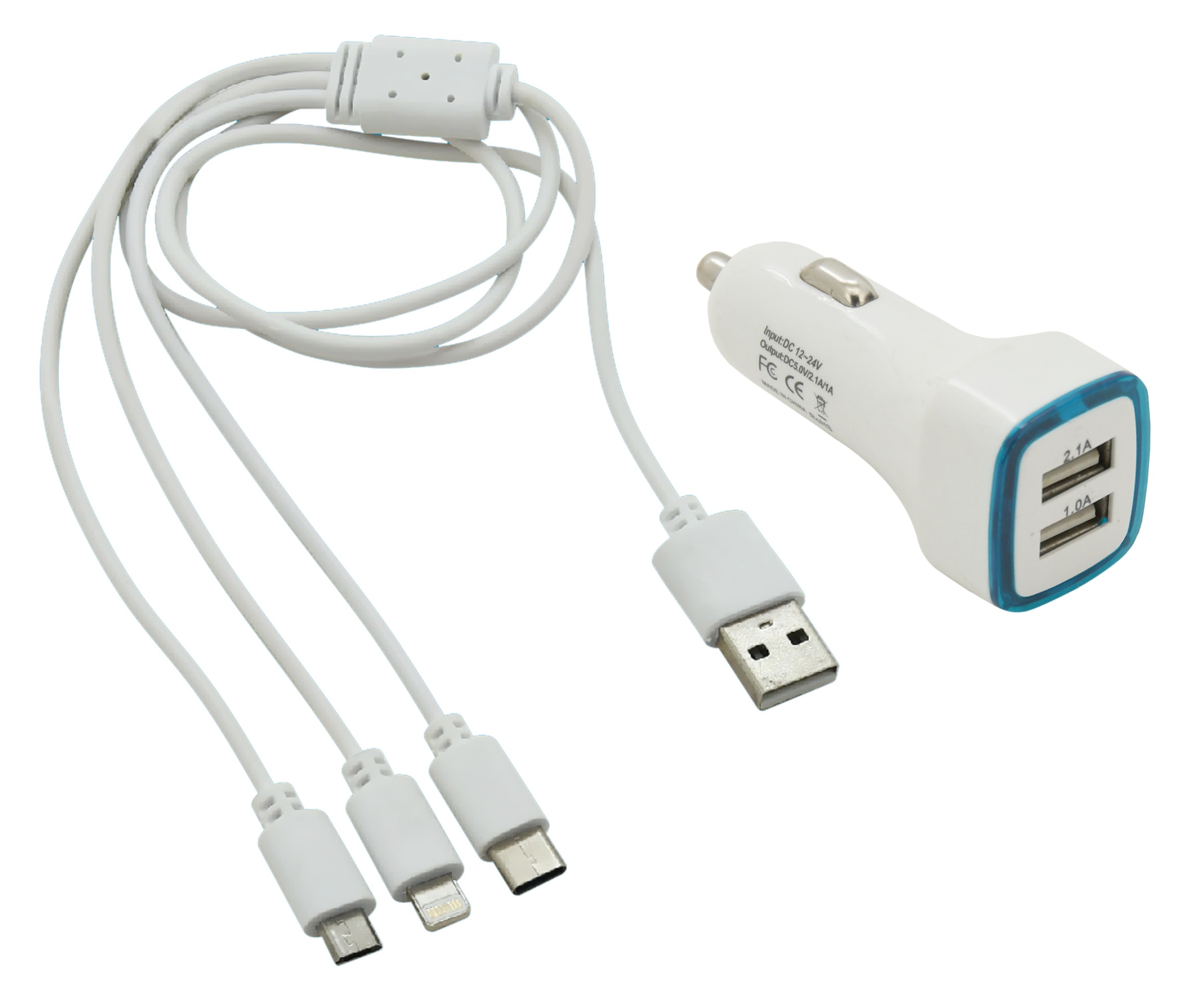 Nabíječka telefonu USB 3in1 (micro USB, iPhone, USB C) Compass 07683