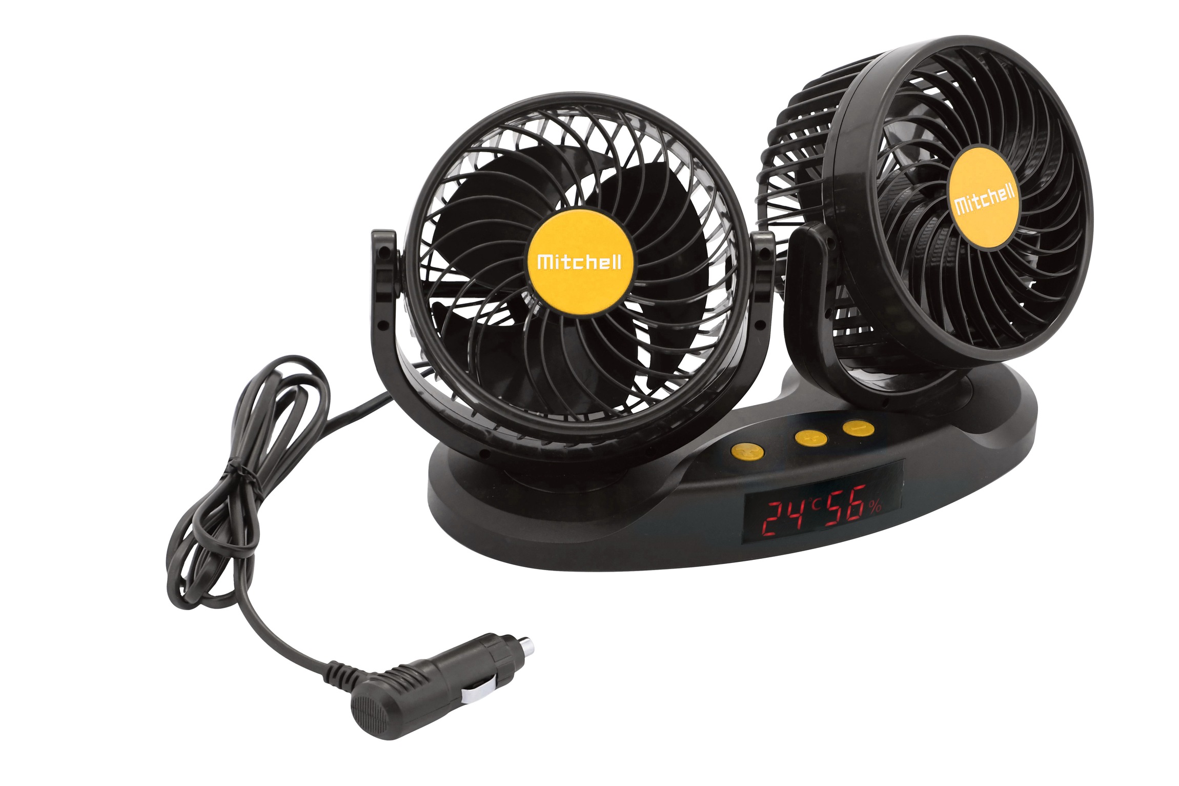 Ventilátor MITCHELL DUO 2x130mm 24V na palubní desku s teploměrem Compass 07225 + Dárek, servis bez starostí v hodnotě 300Kč