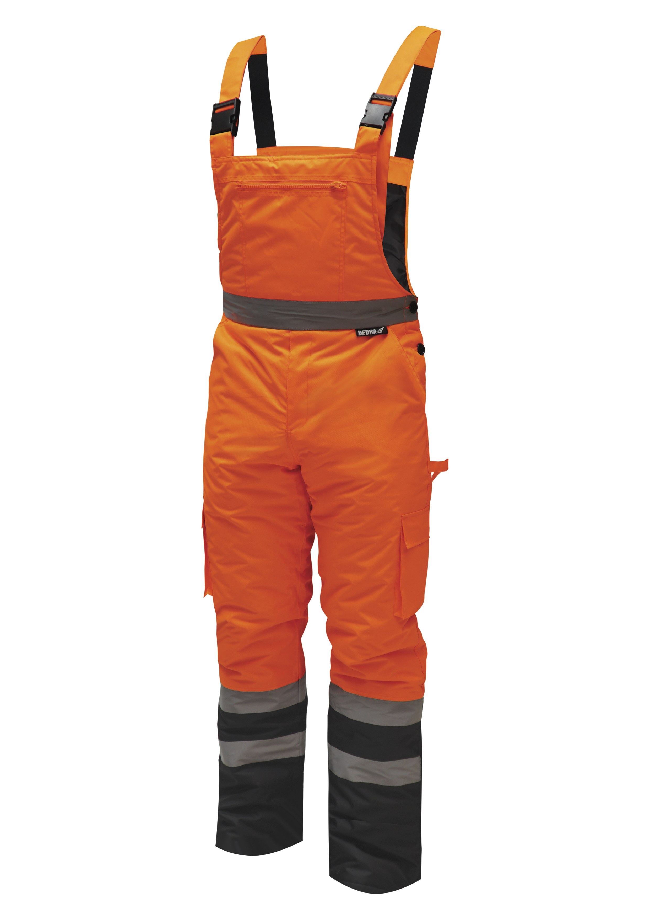 Reflexní zateplené kalhoty s laclem vel. S,oranžové DEDRA BH80SO2-S + Dárek, servis bez starostí v hodnotě 300Kč
