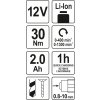 Vrtačka/šroubovák AKU 12V LI-ION, 400-1300 ot/min Yato YT-82901