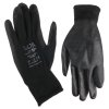 Rukavice pracovní z polyesteru polomáčené v polyuretanu GLOVE PE-PU 10, černé, velikost 10