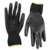 Rukavice pracovní z polyesteru polomáčené v polyuretanu GLOVE PE-PU 11, černé, velikost 11