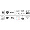 Lampa montážní 3W COB LED, bezpřívodová, 3,7V li-ion, magnet+hák, 250lm Yato YT-08563 + Dárek, servis bez starostí v hodnotě 300Kč