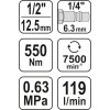 Utahovák pneumatický 1/2"550Nm Yato YT-09511 + Dárek, servis bez starostí v hodnotě 300Kč