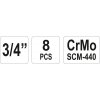 Sada nástavců 3/4"rázové šestihranné 8 ks CrMo Yato YT-1115 + Dárek, servis bez starostí v hodnotě 300Kč