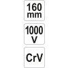 Kleště prodloužené rovné 160mm VDE (1000V) Yato YT-21154