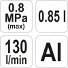 Pistole na ropování + nádrž 0,8L 130l/min Yato YT-2374