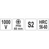Šroubovák křížový PH0 x 60 mm izolovaný 1kV Yato YT-2821