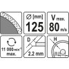 Kotouč diamantový 125 x 22,2 x 2,2 mm hladký Yato YT-6013