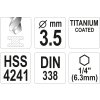 Vrták na kov TITAN 1/4" 3,5mm Yato YT-44756
