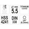 Vrták na kov TITAN 1/4" 5,5mm Yato YT-44763