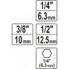 Sada adaptérů 3ks HEX 1/4, 3/8, 1/2 Yato YT-04685