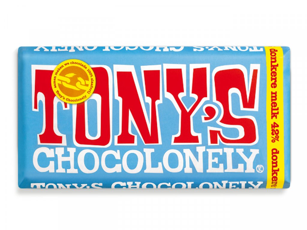 Tony’s Chocolonely – mléčná tmavá čokoláda, 180 gramů