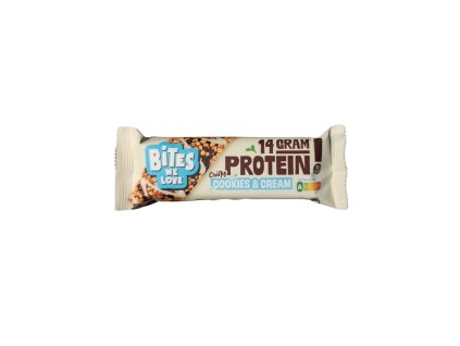 BITES WE LOVE – křupavá proteinová tyčinka – cookies & cream, 50 gramů