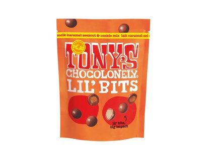 Tony’s Chocolonely - LIL’BITS, mléčná čokoláda, karamel a mořská sůl, cookies, 120 gramů
