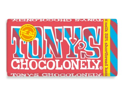 Tony’s Chocolonely – mléčná čokoláda, dortové sušenky a karamelové kousky, 180 gramů