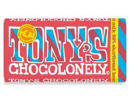 Tony’s Chocolonely – mléčná čokoláda, dortové sušenky a karamelové kousky, 180 gramů