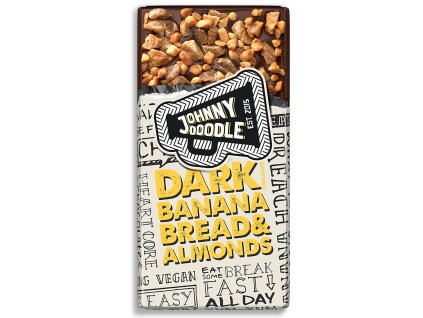 Johnny Doodle – hořká čokoláda, sušený banán a mandle, 150 gramů