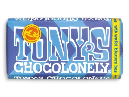 Tony’s Chocolonely – bílá čokoláda, vafle a borůvky, 180 gramů