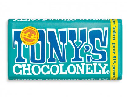 Tony’s Chocolonely – hořká čokoláda, pekan a kokos, 180 gramů