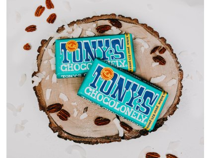 Tony’s Chocolonely – hořká čokoláda, pekan a kokos, 180 gramů