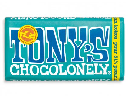 Tony’s Chocolonely – hořká čokoláda, pekan a kokos, 180 gramů
