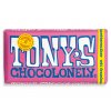 Tony’s Chocolonely – bílá čokoláda, maliny a praskající cukr, 180 gramů