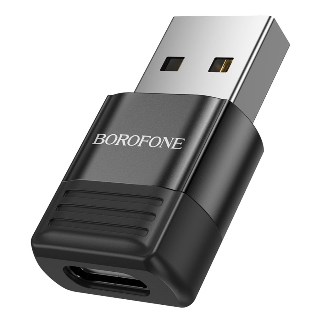 Borofone adaptér BV18 USB2.0 na Type C s OTG a rýchlym nabíjaním 3A čierny