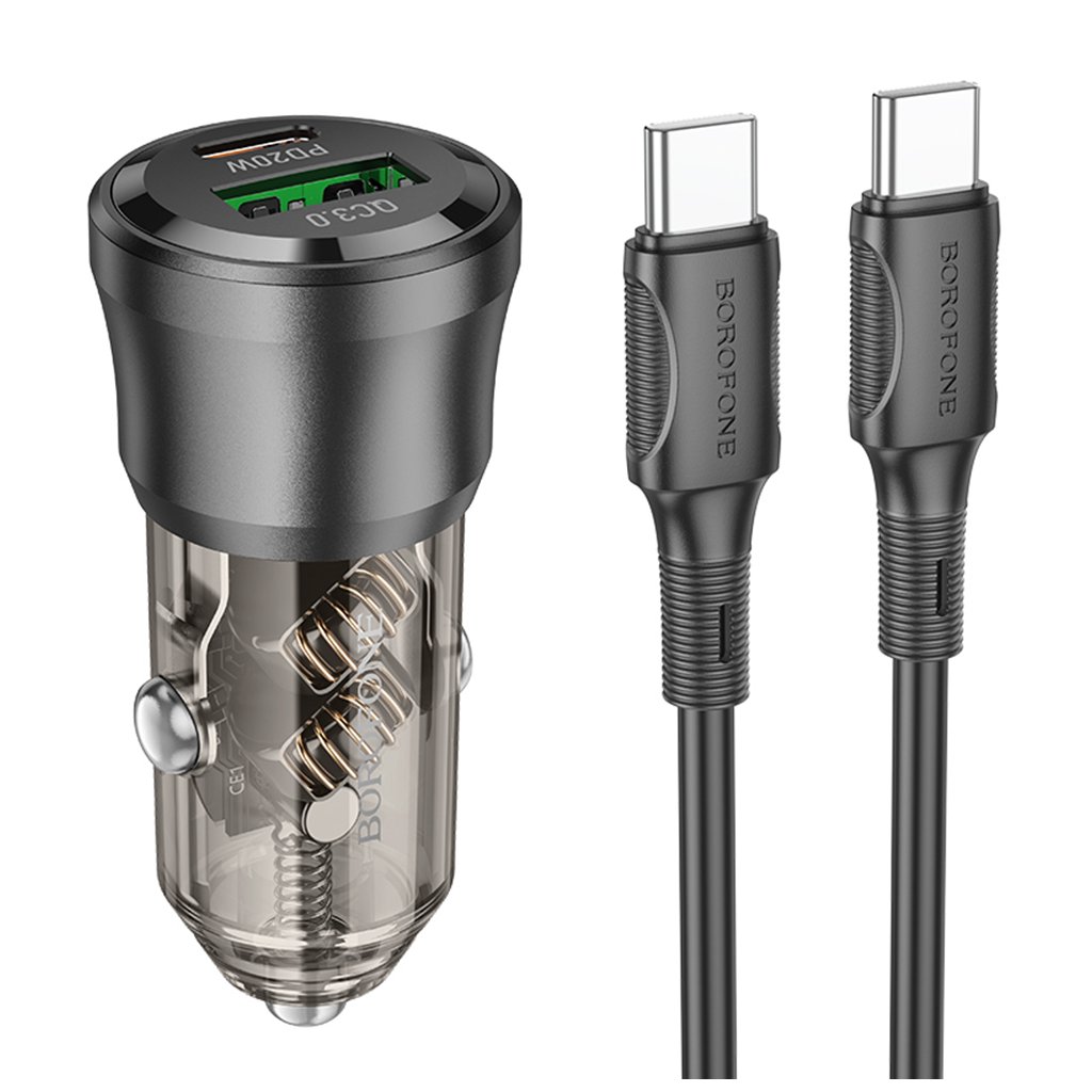 Borofone Journey BZ25 autonabíjačka s káblom Type C duálny port 38W