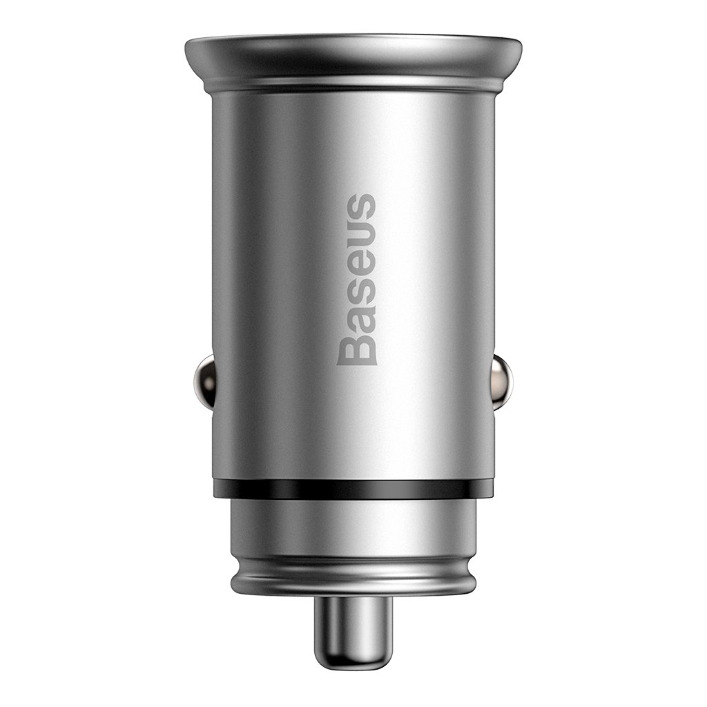 Baseus nabíjačka do auta kruhové kovové puzdro Type C USB PPS 30W Multi Protocol strieborná