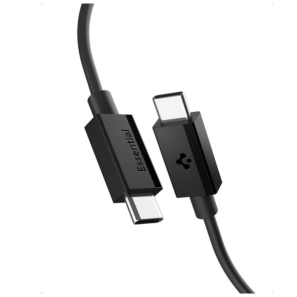 Spigen Dátový kábel Essential EB6020CC Rýchle nabíjanie 2x Type C 60W 480Mbps 2m čierny