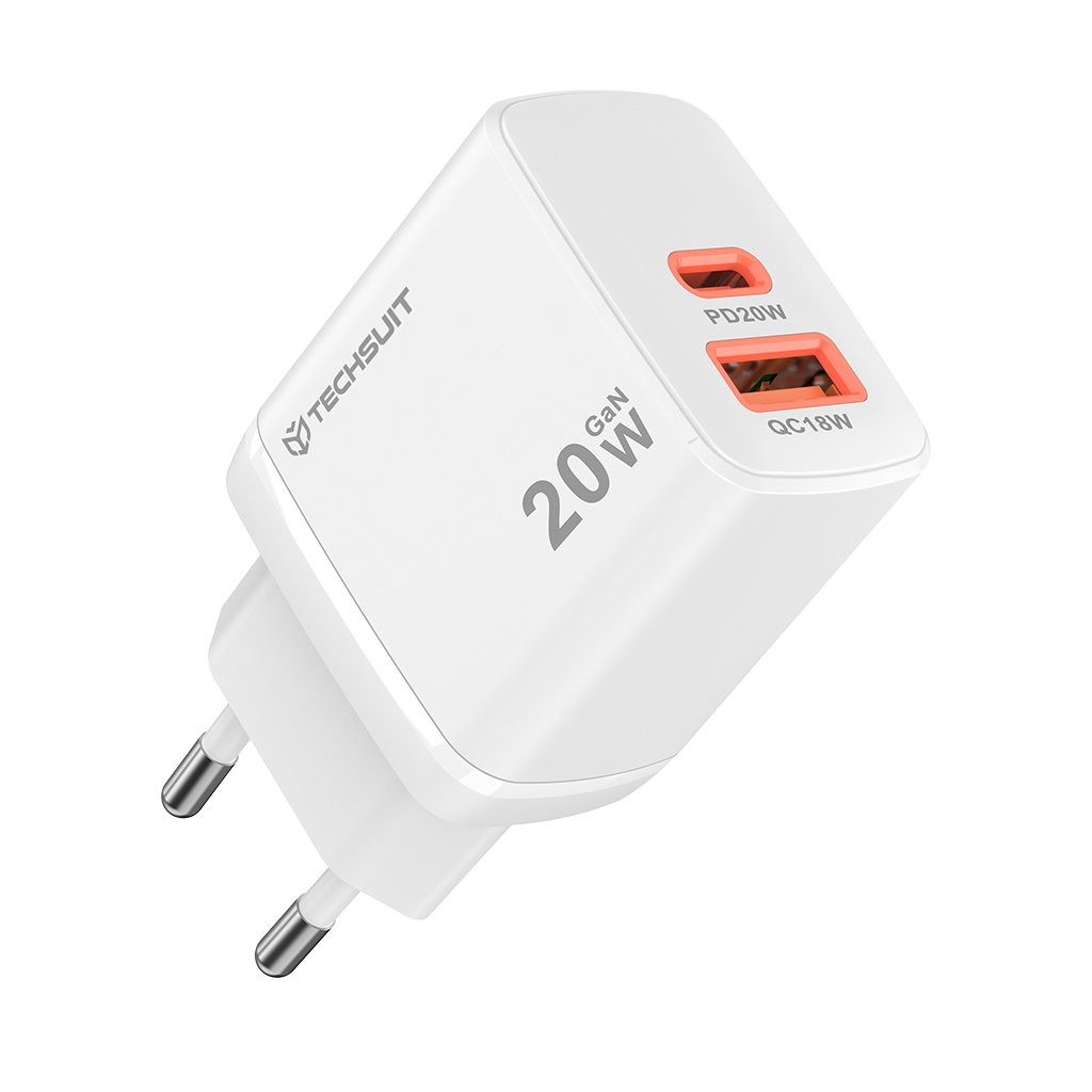 Nabíjačka Techsuit Duonix20W CH2 Type C USB Dual Travel 20W biela