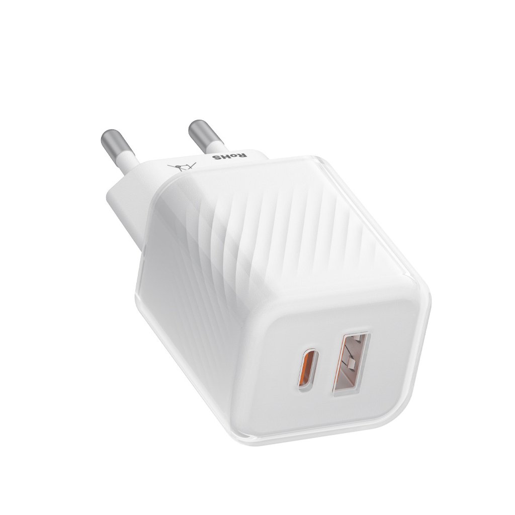 Nabíjačka Blueo Dual Port 1x USB 1x Type C GaN 35W biela