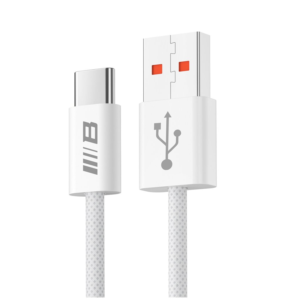 Blueo Dátový kábel USB A na Type C pletený rýchlonabíjací 6A biely