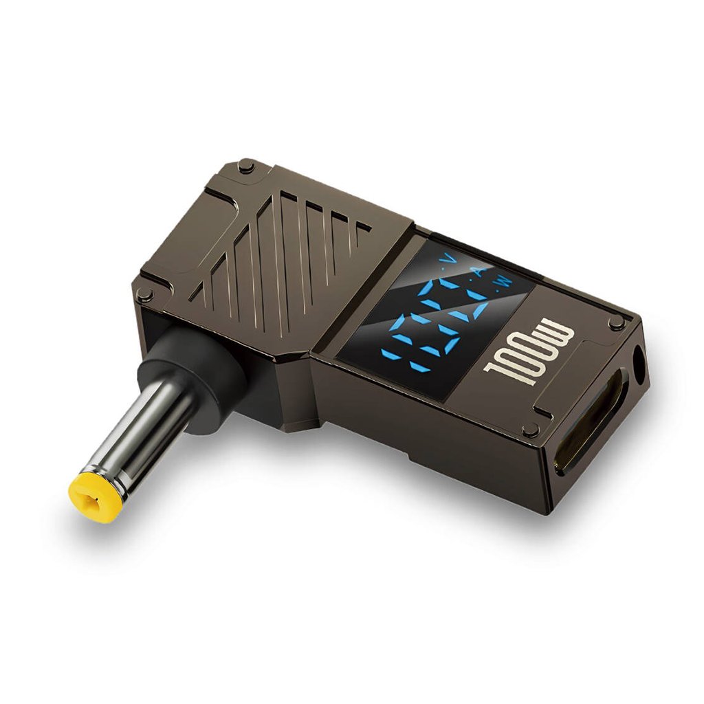 Adaptér Techsuit LaptopPlugX A22 pre notebook DC na Type C 100W LED displej sivý