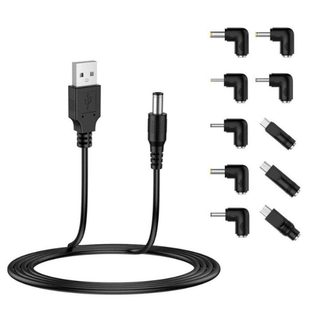 Techsuit 11 ks káblový adaptér ChargeNest AC21 USB na 7x DC Jack Type C Mini USB Micro USB čierny