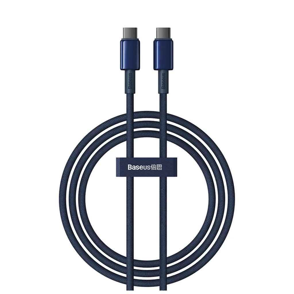 Baseus dátový kábel Tungsten Gold Type C na Type C 100W 2m tmavomodrá