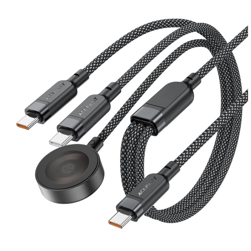 Acefast Dátový kábel C611 Rýchle nabíjanie 2x TypeC Bezdrôtová nabíjačka USBC 3v1 12m Čierna