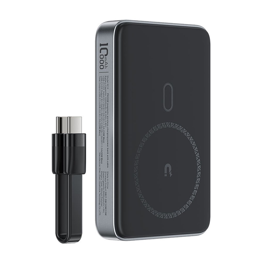 Acefast Magnetické Bezdrôtové Puzdro Power Bank M10 10000 s káblom Type C čierna