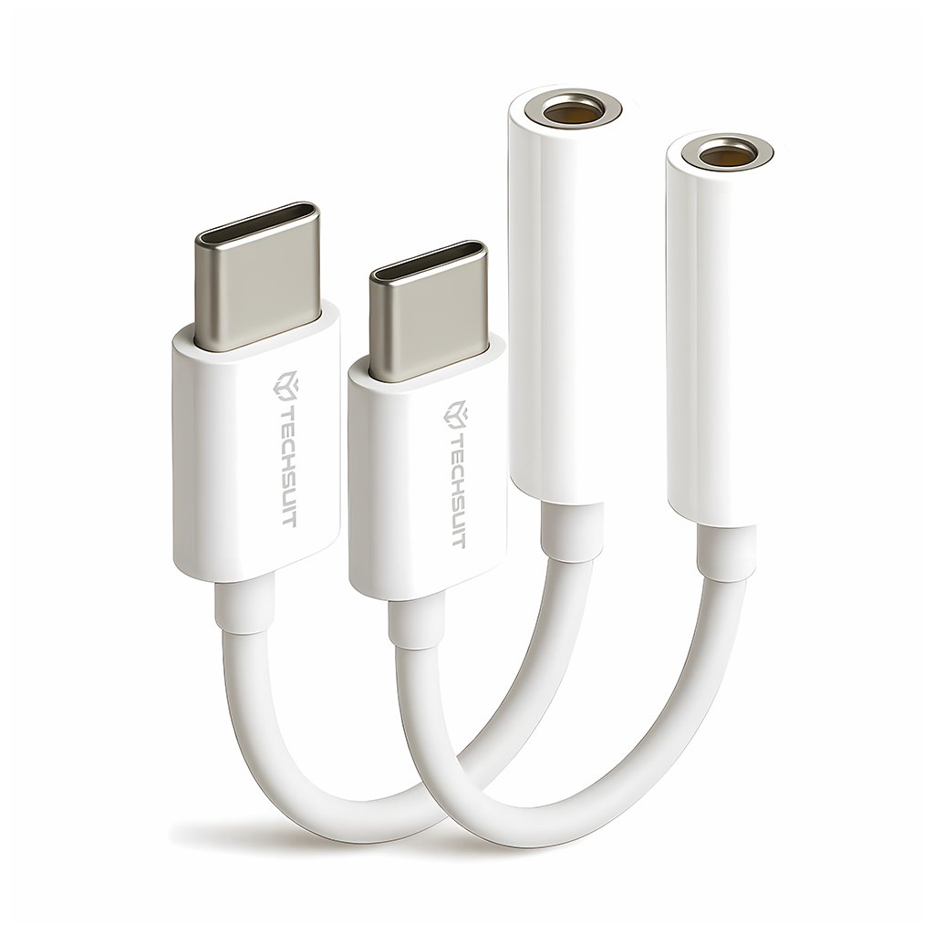 Techsuit 2 ks adaptér MusicBox AC18 Type C na 3.5mm Jack biely