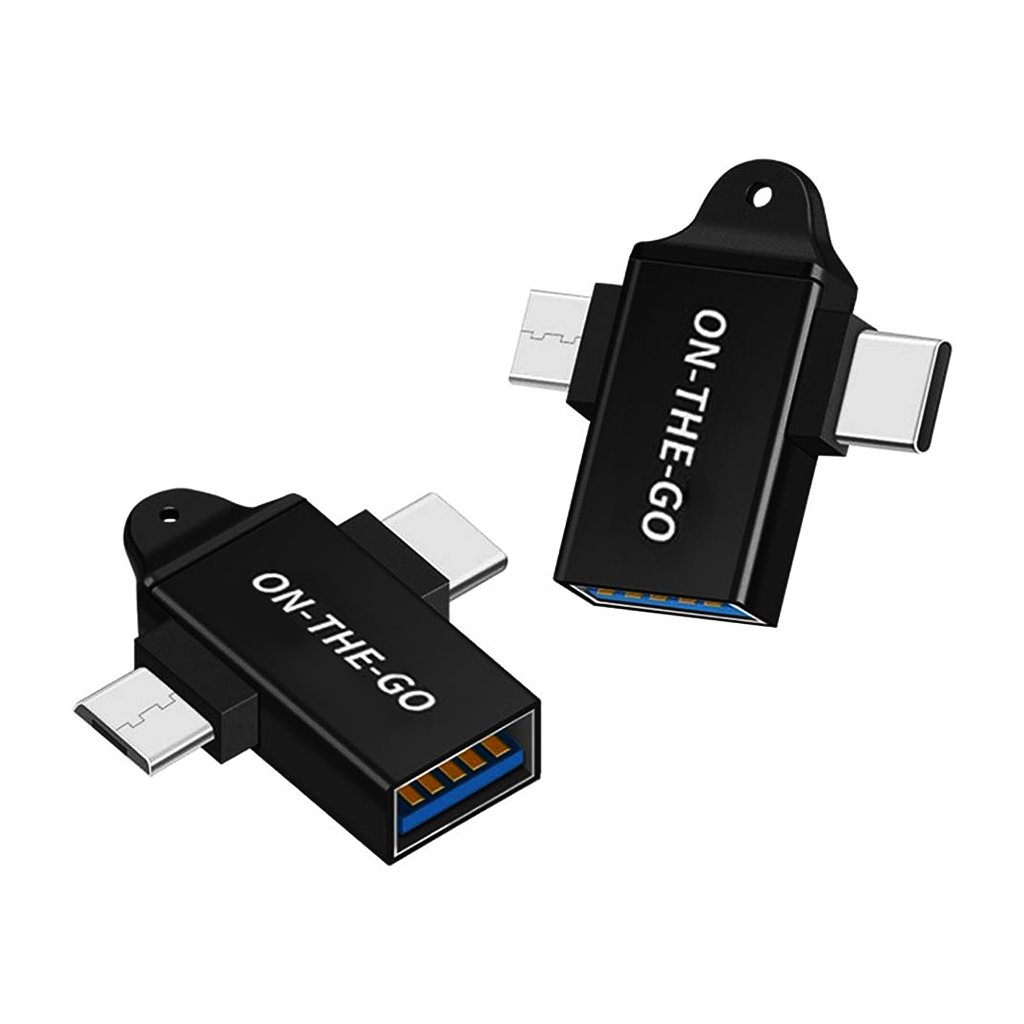 Techsuit OTG adaptér AluCoreX A15 3v1 USB na Micro USB plus Type C čierny