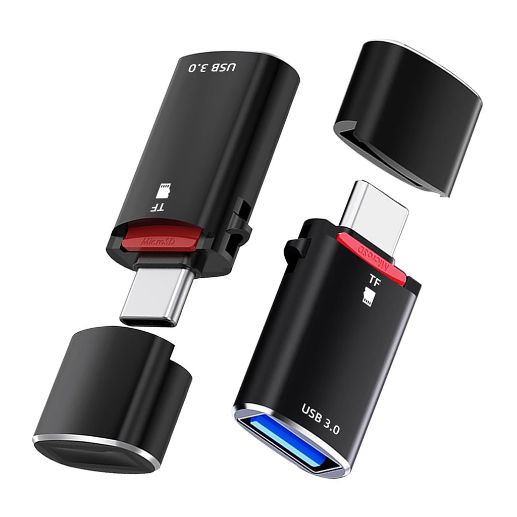 Čítačka kariet Techsuit AluVoltX CC1 2v1 USB30 na TypeC OTG čierna