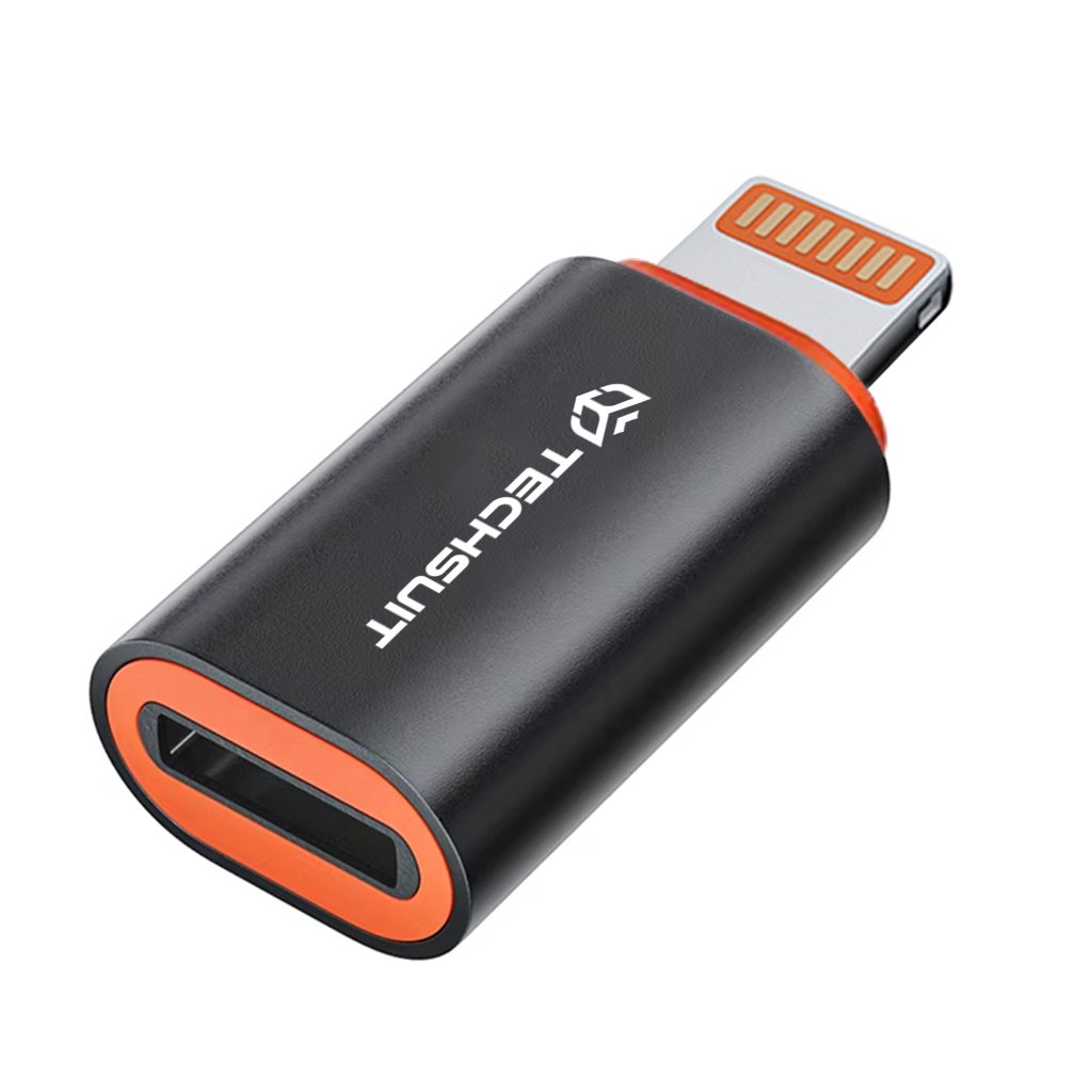 Techsuit Premium OTG Adaptér HyperPort A3 Type C na Lightning PD20W pre iPhone čierna oranžová